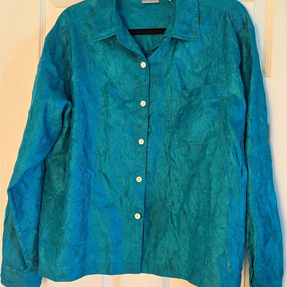 Chico's Teal Button Down Shirt XL